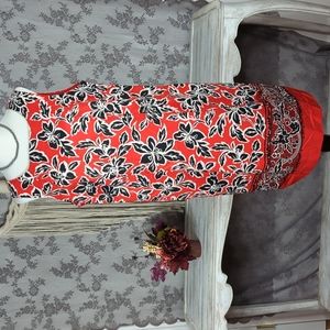 Sag Harbor red and black floral print shift dress